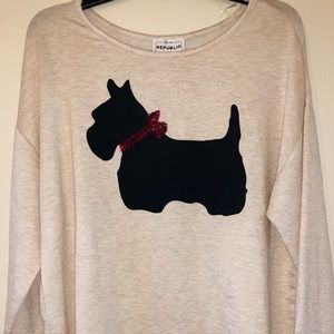 Lightweight soft beige/black Scottie sweater NWT L